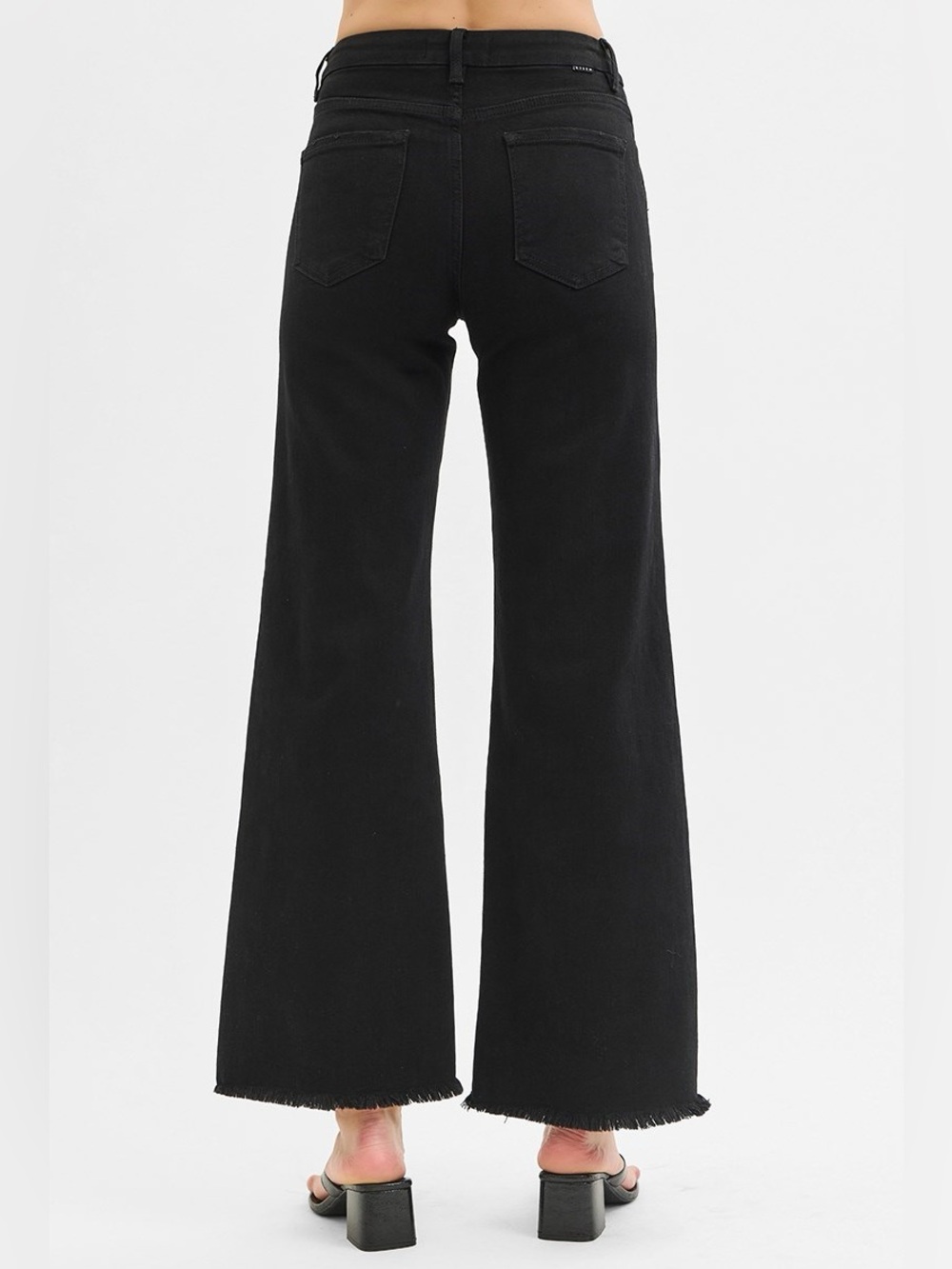 684. RISEN Black Tummy Control Mid-Rise Wide Jeans NEW - Picture 3 of 3